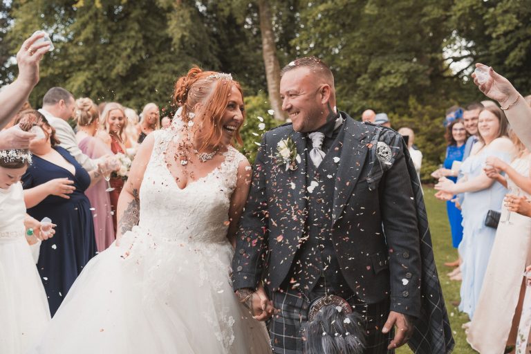 Lisa and John Potter wedding day confetti throw