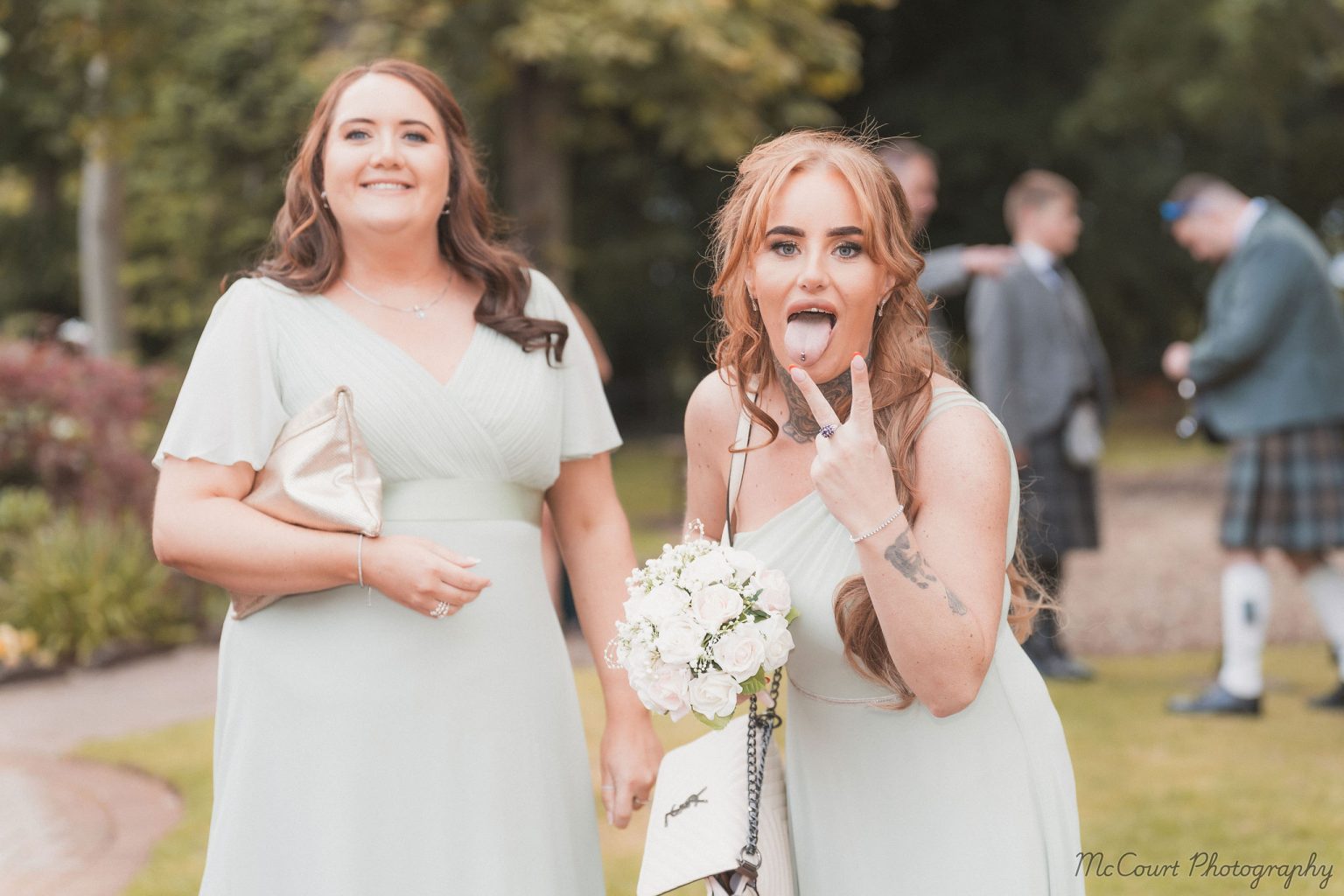 Cheeky bridesmaid at dalziel park hotel wedding