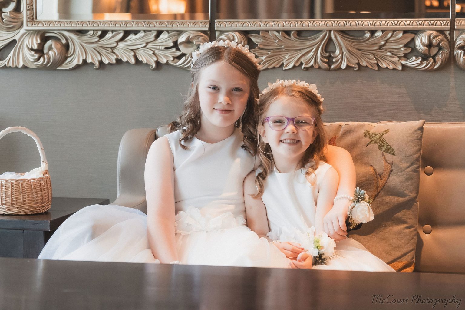 Beautiful picture of the flower girls sitting in the dalziel park hotel